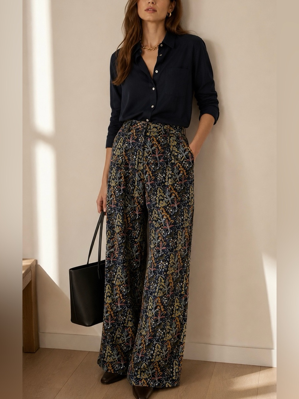 J.Crew Point Sur Jungle Print Crepe Belted Wide Leg Pants